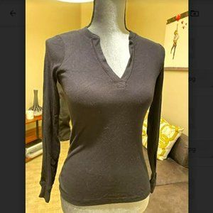 Splendid Ribbed Black Long-Sleeve Top